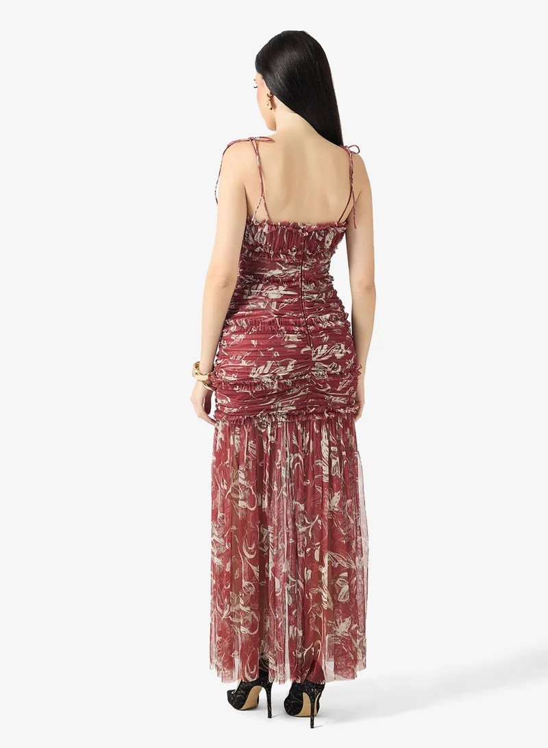 Anaya With Love Ruched Tulle Maxi Dress